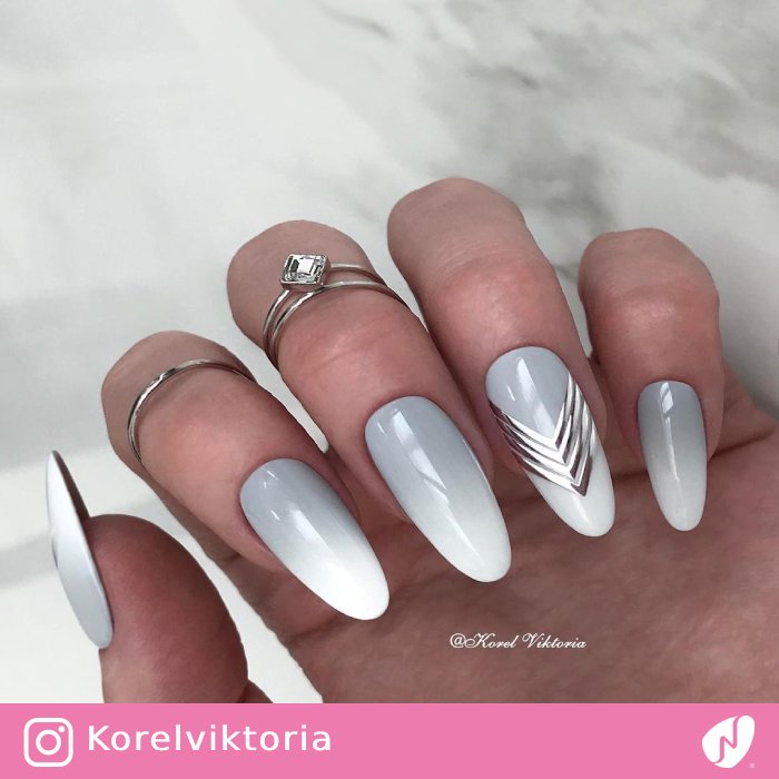 Ombre Gray Chrome Nail Design